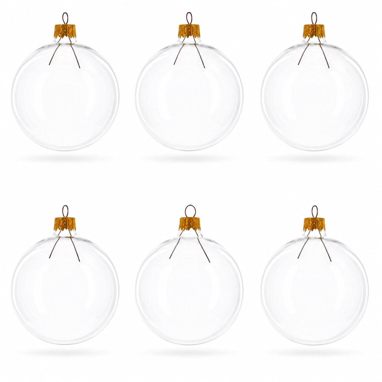 Set of 6 Clear Glass Ball Christmas Ornaments DIY Craft 3.25 Inches
